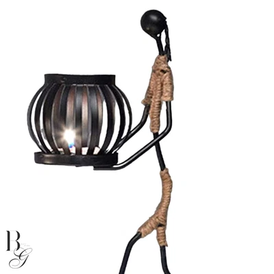 £12.99 • Buy Decorative Candle Holder Metal Iron Chandelier With Hemp Rope Design Tea Light 