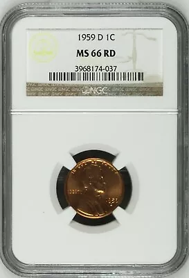 1959-D  1C RD Lincoln Memorial One Cent  NGC MS66RD   3968174-037 • $18