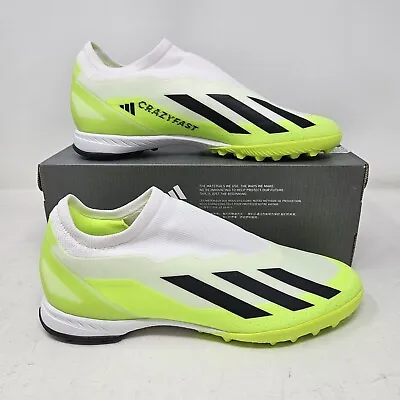 Men's Adidas X Crazyfast.3 LL TF Green White Laceless Soccer Turf Shoes / ID9346 • $74.99