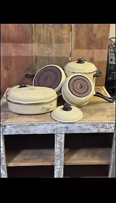 Vintige Cream Yellow Megaware Ceramic “made In Spain” Cooking Pots. • $100