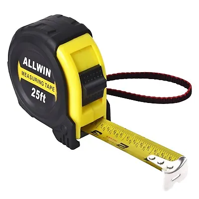 ALLWIN Tape Measure 25 Ft - Metal Retractable Tape Measure With Fractions Easy • $10.89