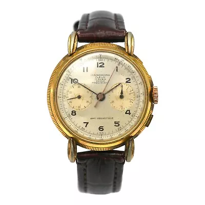 Vintage Chronograph Fleur Precision 17j Mechanical Wristwatch Gold Toned Steel • $38.62