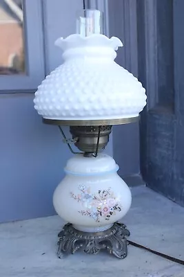 Vintage Hurricane Lamp Hobnail Shade 3-way Pretty! • $44.97