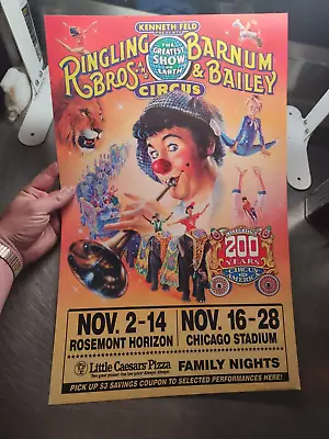 $28 • Buy Vintage 1980s 1990s Little Caesars Ringling Bros And Barnum Bailey Circus Poster