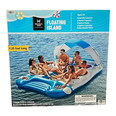 Member's Mark Floating Island With Canopy 6 Person Chevron Rainbow • $129.99