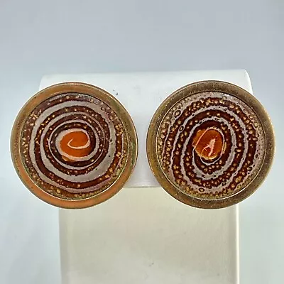 Vintage Renoir Matisse Enameled Copper Clip On Earrings • $14.99