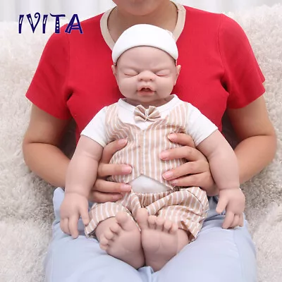 Lifelike Sleeping Boy 19'' Silicone Reborn Baby Doll Can Take Pacifier In Mouth • $155