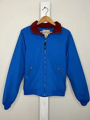 VTG LL Bean Jacket 205107 Mens Med Reg Fleece Lined Zip Blue Red Thinsulate Coat • $29.95