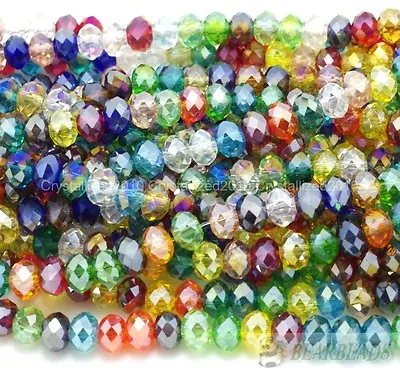 Mixed 100Pcs Top Czech Crystal Faceted Rondelle Spacer Beads 3mm 4mm 6mm 7mm 8mm • $2.25
