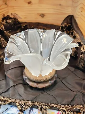 Mikasa Sunflower Frost Bowl Vase Voltive Walther Glass Germany Used Very Good • $23