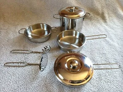 $12 • Buy Pretend Play Kitchen Metal Pots Pans Covers Utensils Preschool Daycare Toy Lot 