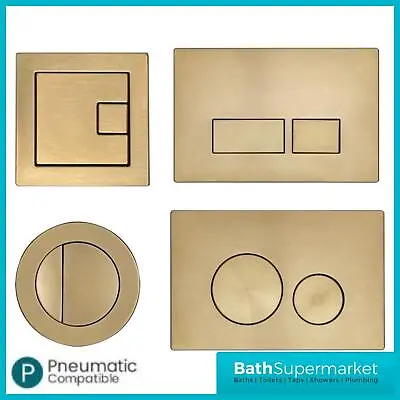 Brushed Brass Mechanical Flush Plate For Wall Hung Toilet Pneumatic Cisterns  • £66