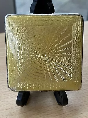 £160 • Buy Art-Deco Antique Solid Silver Yellow Guilloche Enamel Compact 1929