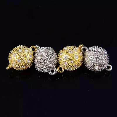 Silver/ Gold Plated Strong Magnetic Rhinestone Clasps Round 8mm 9mm 10mm 12mm • $6.29