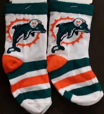 NFL Miami Dolphins Children Socks - Size: 6-7 1/2 New (Lot Of 2 Pair) • $7.99