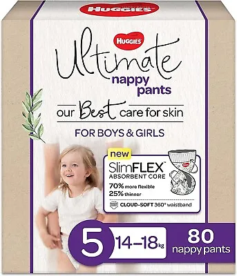 $77.49 • Buy Huggies Ultimate Nappy Pants Size 5 (14-18 Kg) 80 Count