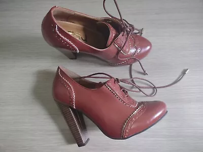 FSJ Burnt Orange High Heeled Oxford Shoes Size 39/8-8.5 • $20