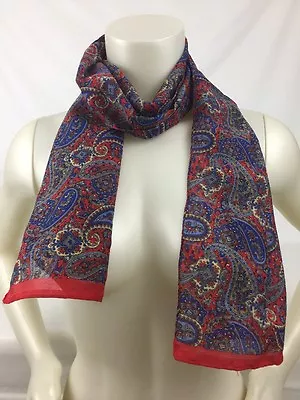 Paisley Red Multi Color 10  X 53  Long Scarf Bandana Belt Head Cover • $13.70