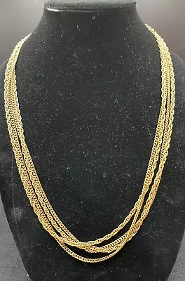 Monet Gold Tone Very Long Double Strand 54” Necklace Spring Closure Pre Owned  • $22