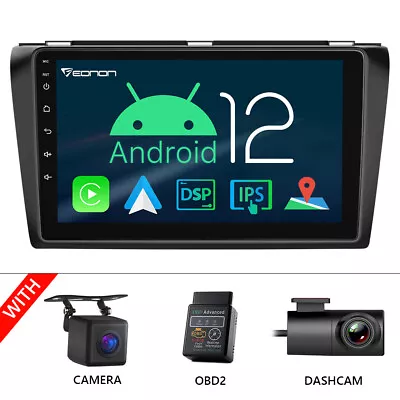 CAM+DVR+OBD+ 9  Car Radio Stereo Android 12 CarPlay GPS For Mazda 3 04-09 No DVD • $257.98