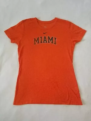 Nike Burnout Miami Orange Tee Shirt Miami Dolphins Fin Logo Graphic Women Sz L  • $17.49