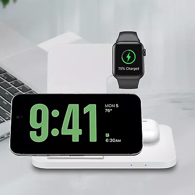 3in1 Wireless Charging Station For Apple Watch S9/8/7/SE Ultra2 IPhone 15 14 Pro • $8.89