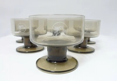 Lot De 4 Ramequins En Verre Fumé Art Déco Vintage Avec Petits éclats