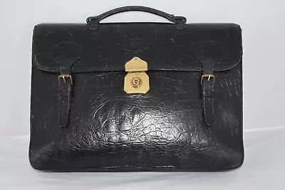 Mulberry Black Croc Leather Briefcase Document Carry Satchel Holdall Bag Mens • £450