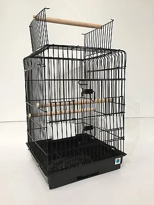 £59.99 • Buy Alfy Open Top Large Metal Bird Cage Parrot Cockatiel Black/White Aviary Perch