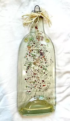 Art Glass Melted Flat Wine Bottle Appetizer Cheese Spoon Rest Wall Art • $17