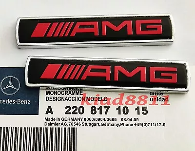 2x Mercedes Benz AMG Logo Car Side Emblem Badge Sticker Fender Badges Red • $19.99