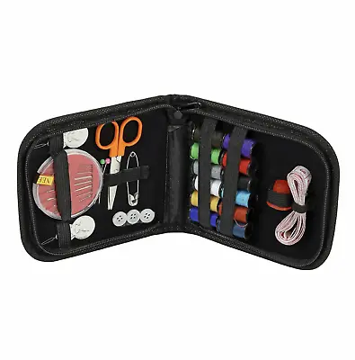 Portable Sewing Kit Small Home Travel Case Needles Thread Scissors Mini Set UK • £4.69