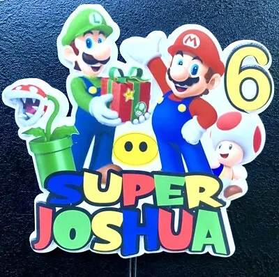 Super Mario Luigi Cake Topper Personalised Name & Age High Quality Print • £3.99