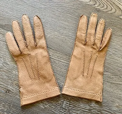 Vintage Tan Pigskin Leather Driving Gloves Made In Romania • $14.98