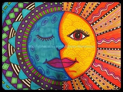 Wall Art Ideas For Bedroom Mexican Art Sun Moon Paper Poster • $16.77