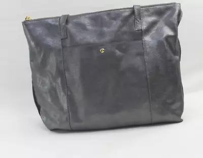 G.I.L.I. Metallic Leather Zip Top Tote Gunmetal • $43.99