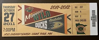 Minnesota Wild 10/27/2011 NHL Ticket Stub Vs Anaheim Ducks • $5.95