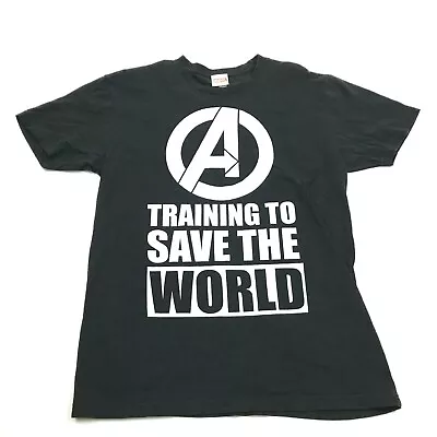 MARVEL Avengers Training Shirt Size M Medium Mens Black White SAVE THE WORLD Tee • $3.75