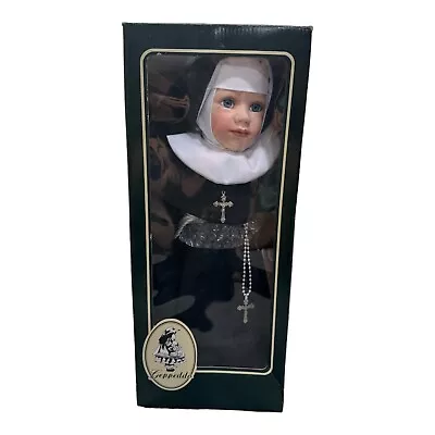 Geppedo Sister Catherine Porcelain 18’ Doll Nun In Habit With Cross And Rosary • $30.95