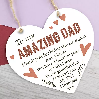 I Love You Dad Gift Engraved Heart Sign For Birthday Fathers Day Plaque Gift • £3.95