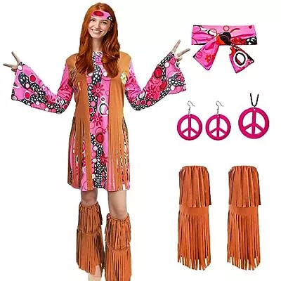 ATAMET70s 60s Hippie Costume Disco Dress Set70s Outfits70s Costume For Wome... • $40.88