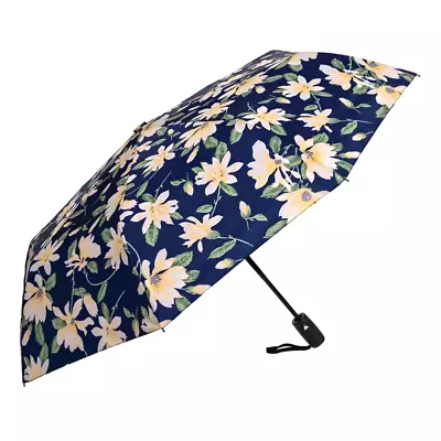 Clifton Compact Easy Close Auto Open White Lily Umbrella • $34.95