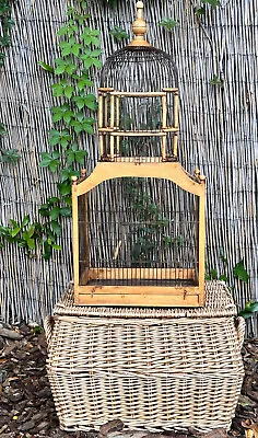 Bird Cage Victorian Octagonal Domed Wooden & Wire Vintage Country Antique Style • $98.95