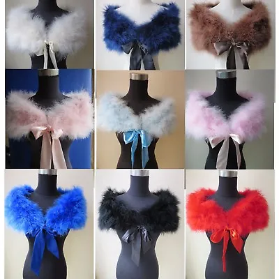 Real Ostrich Feather Fur Shrug Shawls Wraps Cape Bride Wedding Accessories  • $22.09