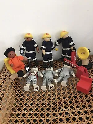 £5 • Buy Pintoy Wooden Firemen Spacemen Bendy Toy Figures Bundle