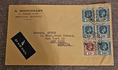 1949 Port Louis Mauritius To USA KGVI British Cover Airmail  • $4.25