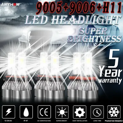 $21.74 • Buy Combo 9005+9006+H11 LED Headlight Hi/Low Beam Bulb 6500K 7000W 980000LM Fog Ligh