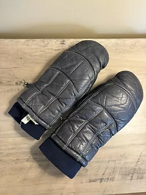 Vtg Conroy Insulated Blue Leather Ski Mittens Mens  Small Ski Snow Winter Gloves • $12