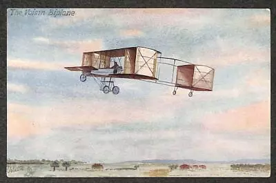 VOISIN BIPLANE LEON DELAGRANGE FRANCE / GREAT BRITAIN UK TUCK POSTCARD (c. 1910) • $9.95