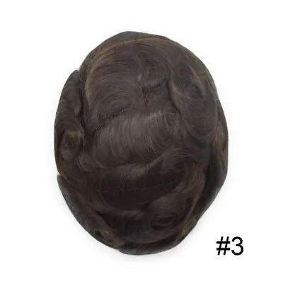 Mens Toupee Hairpiece French Lace Front Hair System Replacement PU Skin Mens Wig • $217.55
